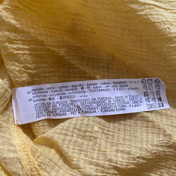 NWT Zara Swiss Dot Volume Blouse Yellow Puffed Sleeve Sheer Blouse M - Picture 9 of 11